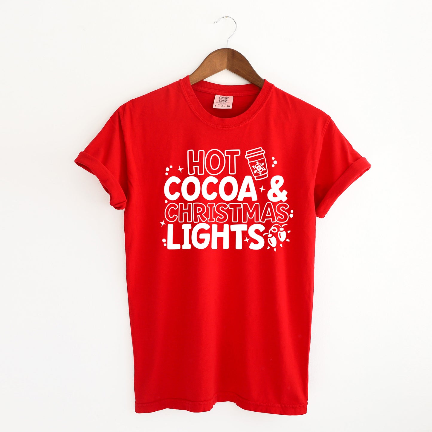 Hot Cocoa and Christmas Lights | Garment Dyed Tee