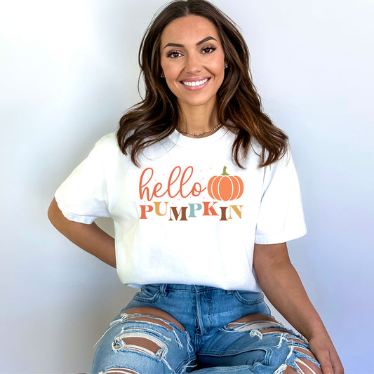 Cursive Hello Pumpkin | Garment Dyed Tee