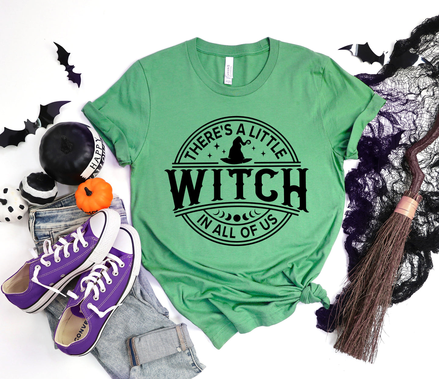 A Little Witch In All of Us Puff Print | Short Sleeve Crew Neck