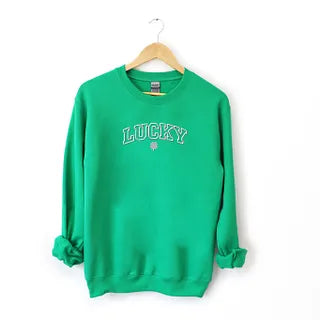 Embroidered Lucky Varsity Clover | Sweatshirt