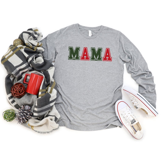 Mama Green and Red Bold | Long Sleeve Crew Neck