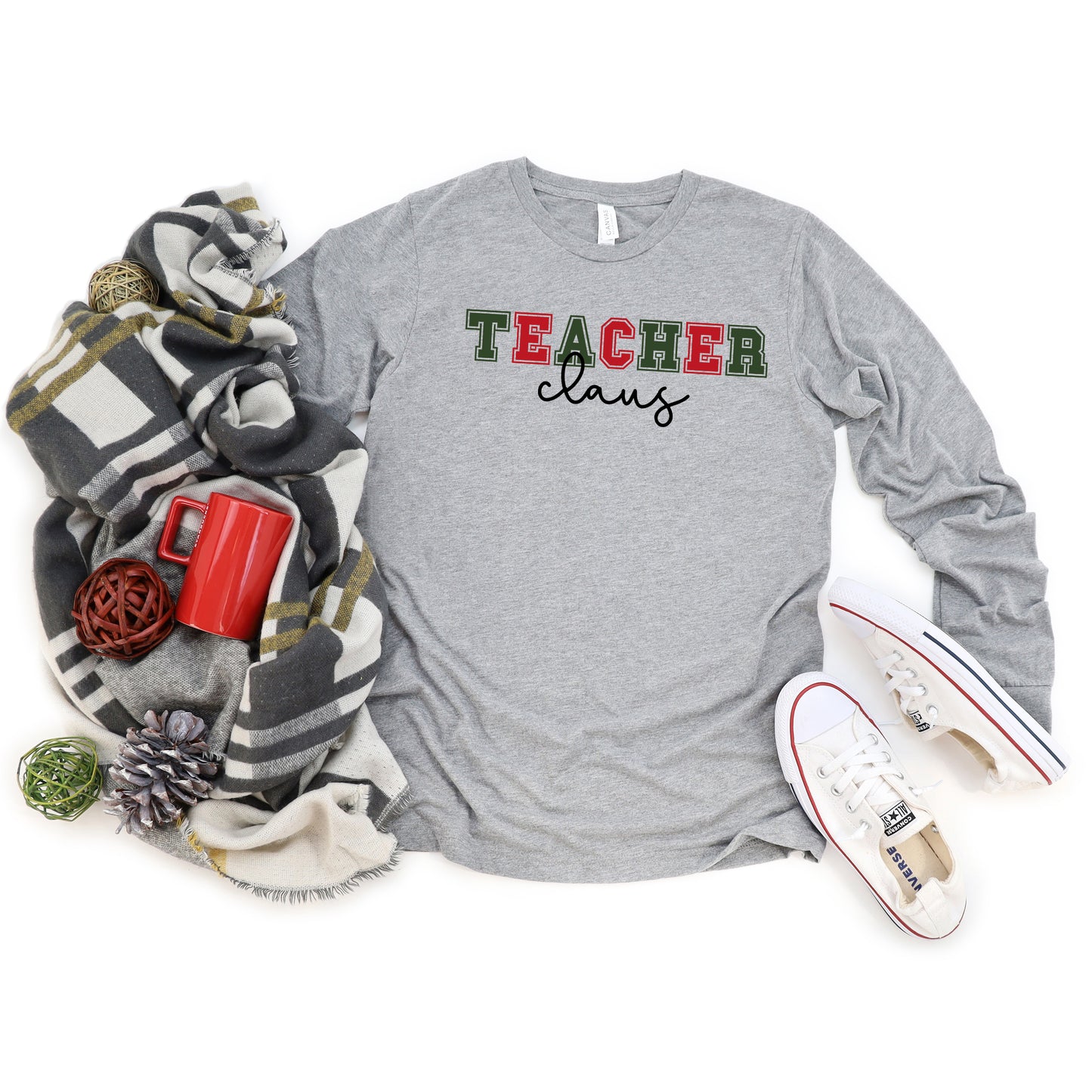 Teacher Claus Bold | Long Sleeve Crew Neck