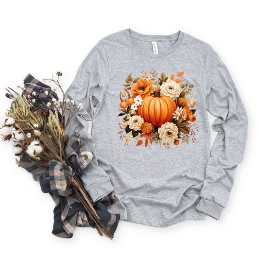 Pumpkin Floral Arrangement | Long Sleeve Crew Neck