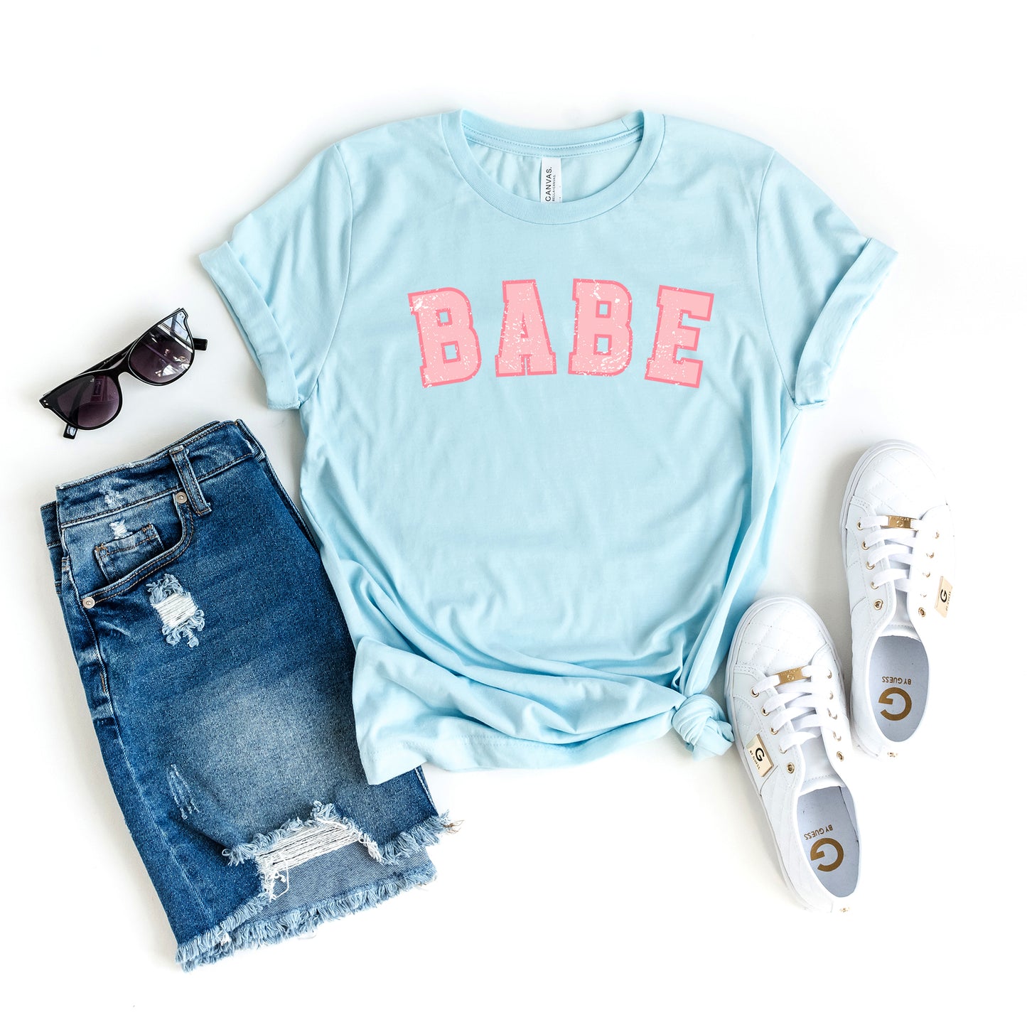 Pink Varsity Babe | Short Sleeve Crew Neck