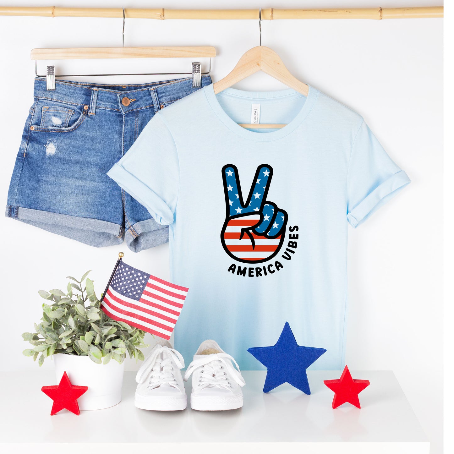 Peace Sign Flag Vibes | Short Sleeve Graphic Tee