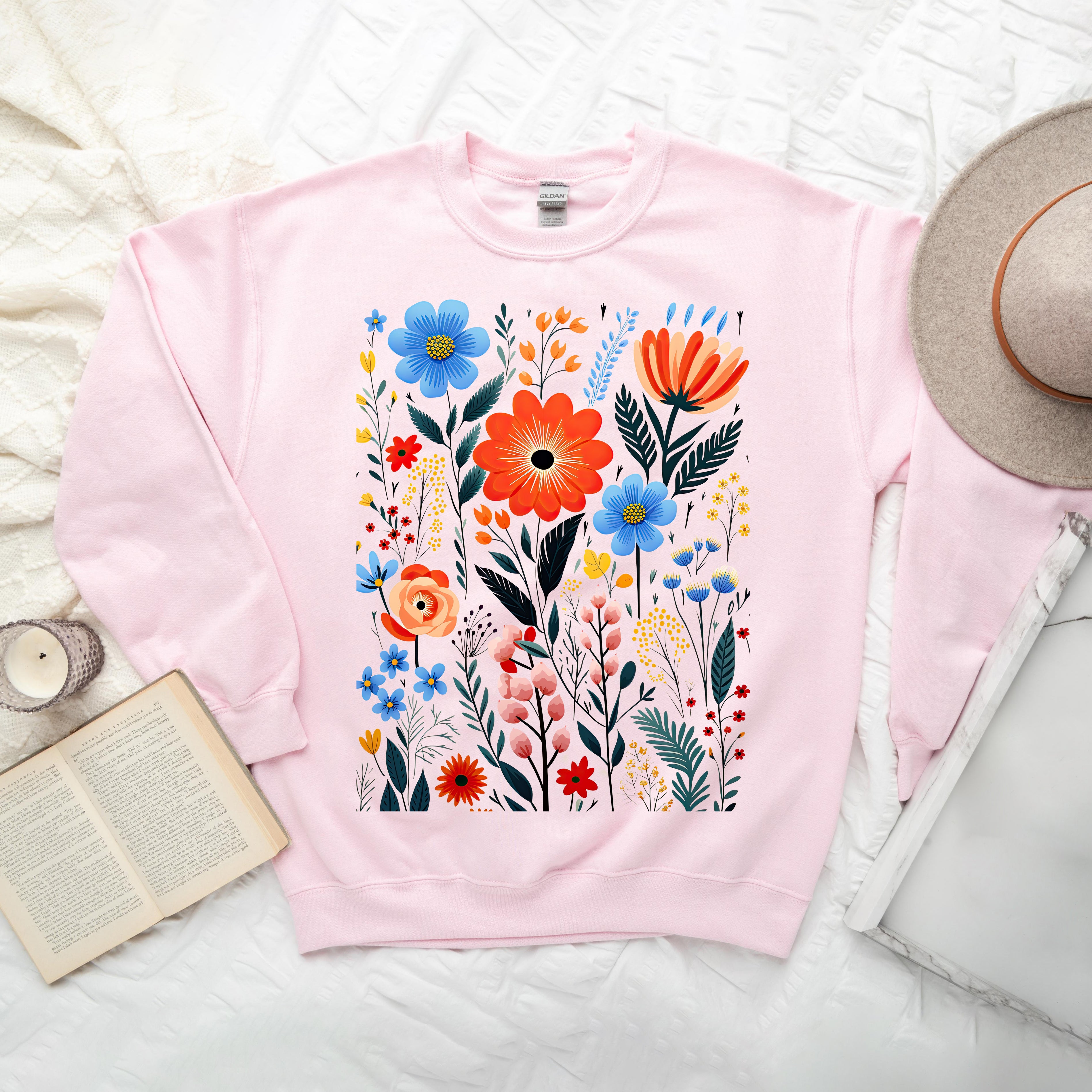 Pink floral sale sweatshirt