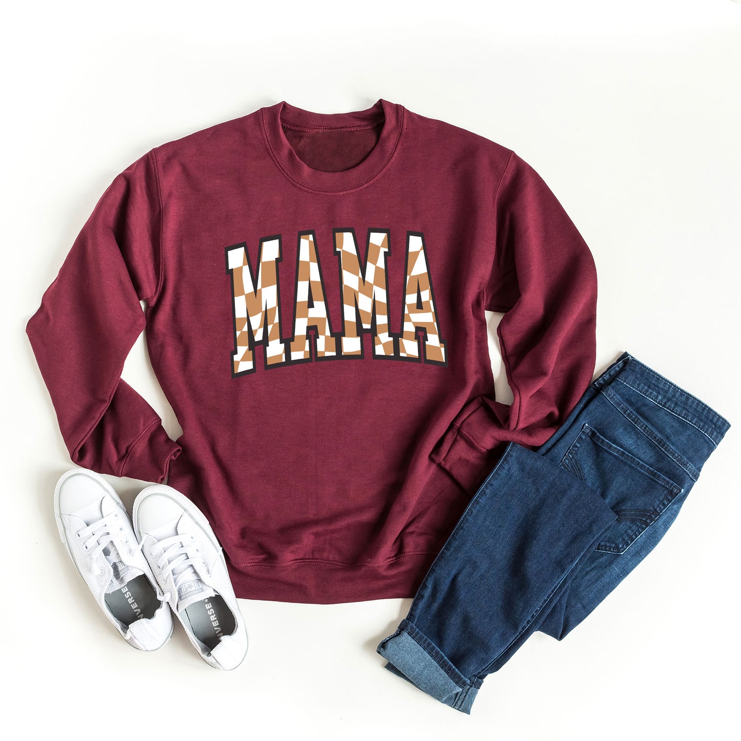 Varsity Checkered Mama | Sweatshirt