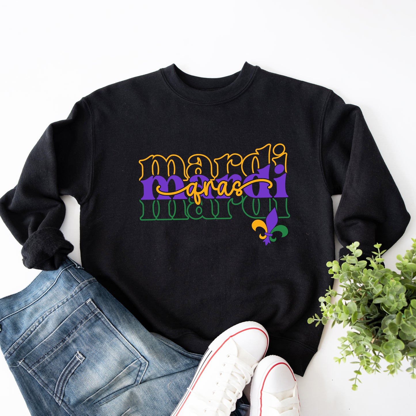 – Stacked Sweatshirt Simply Mardi Sage | Cursive Market