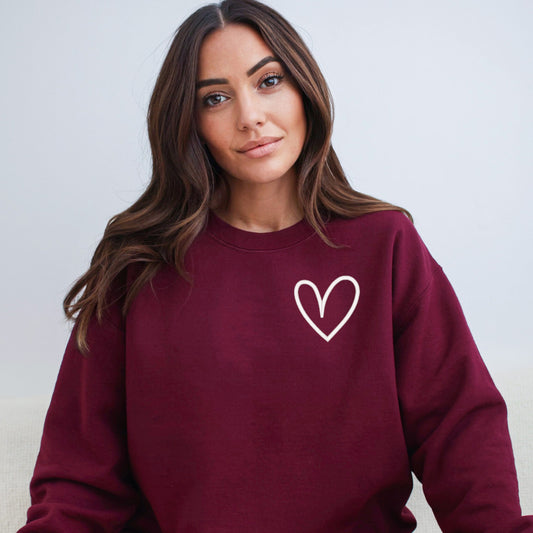 Embroidered Mini Hand Drawn Heart | Sweatshirt