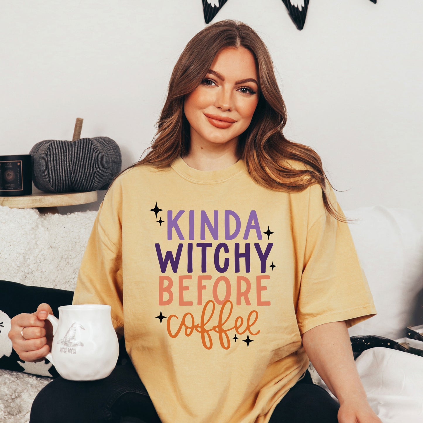 Kinda Witchy Before Coffee | Garment Dyed Short Sleeve Tee