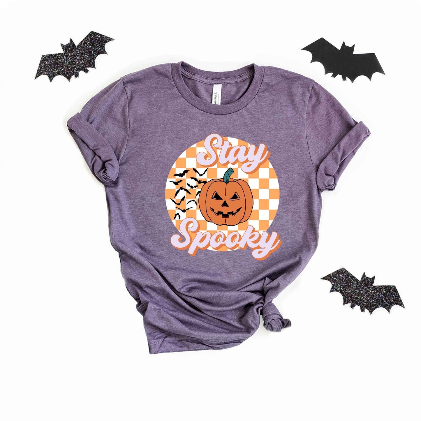 Stay Spooky Bats Checkered | Short Sleeve Crew Neck