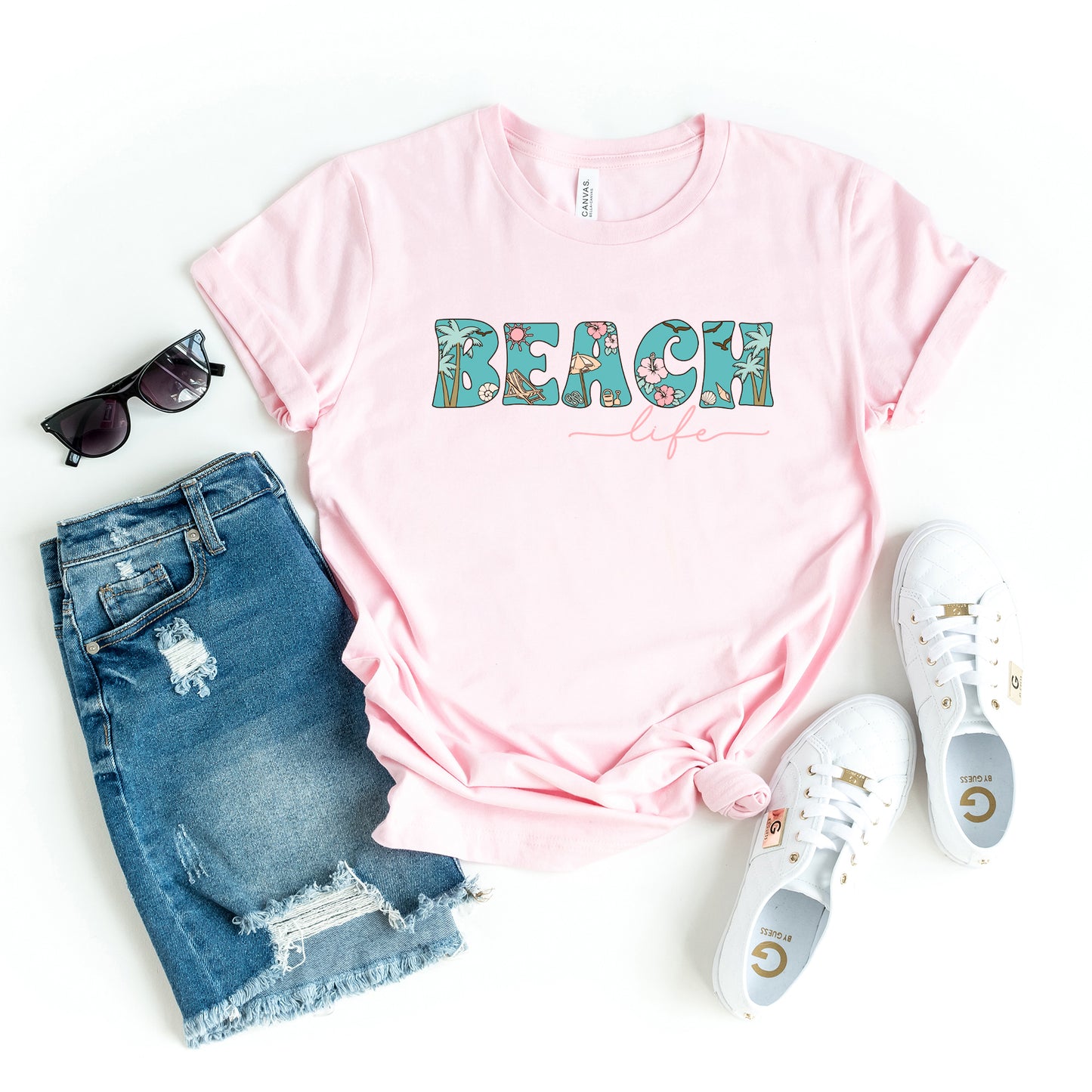 Beach Life Colorful | Short Sleeve Crew Neck