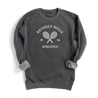 Embroidered Beverly Hills Tennis Racket | Garment Dyed Sweatshirt