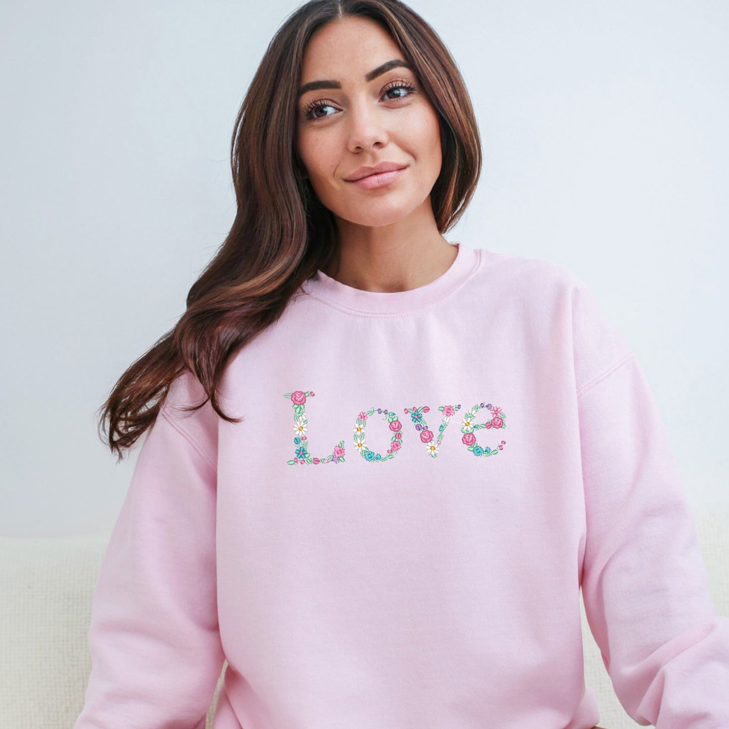 Embroidered Love Floral | Sweatshirt