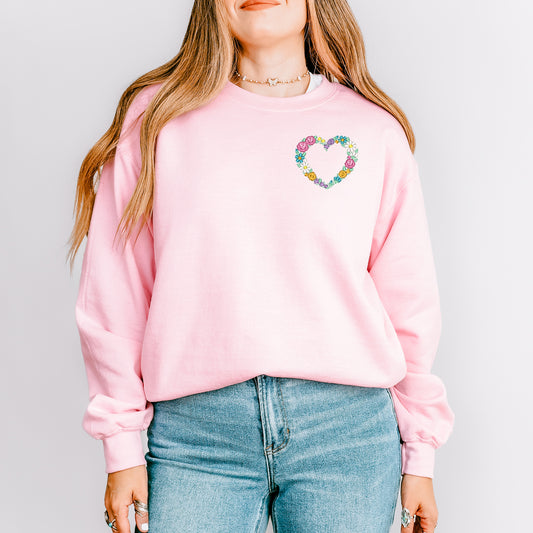 Embroidered Small Floral Heart Mini | Sweatshirt