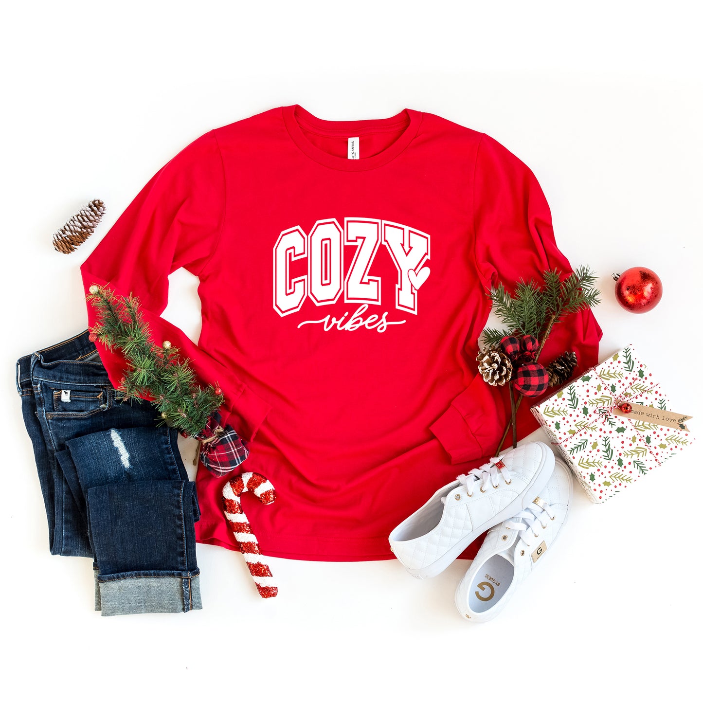 Cozy Vibes Bold | Long Sleeve Crew Neck