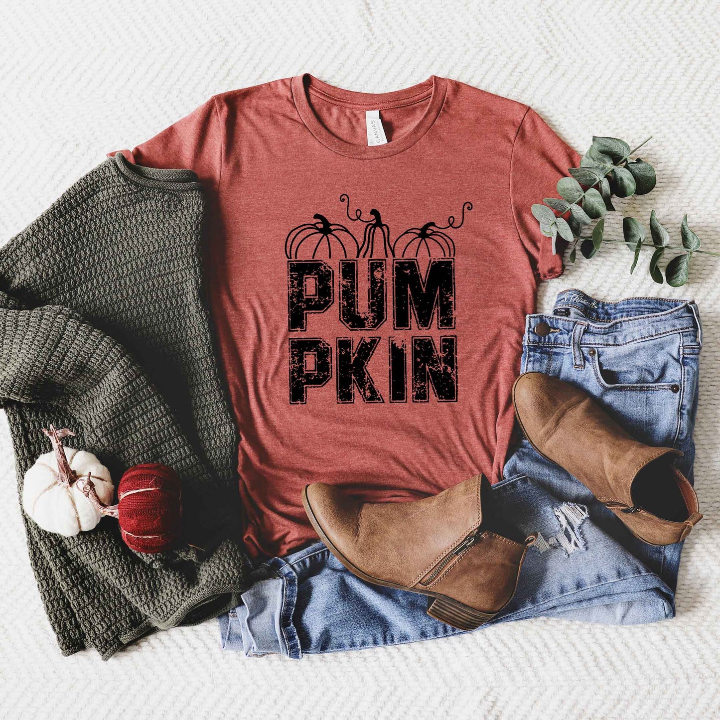 Pumpkin Distressed | Short Sleeve Crew Neck