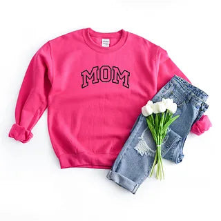 Embroidered Mom Varsity Outline | Sweatshirt