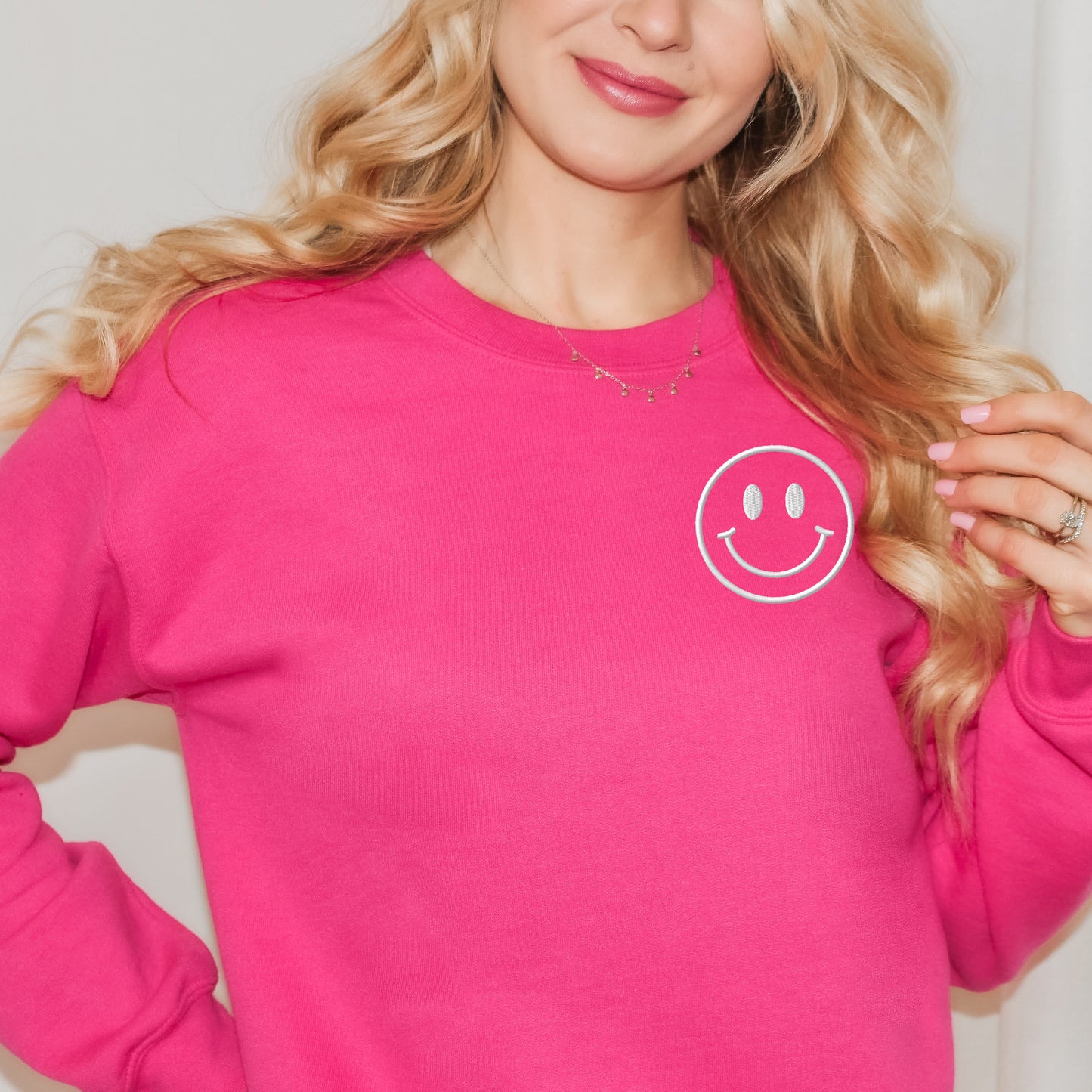 Embroidered Smiley Face Outline | Sweatshirt