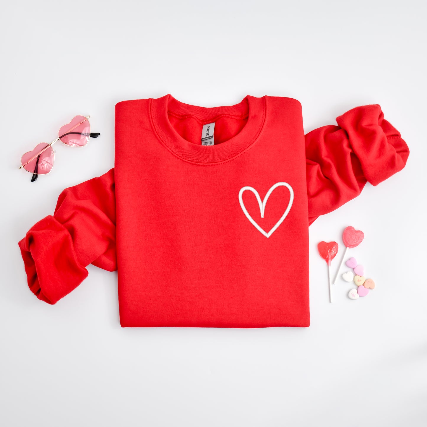 Embroidered Mini Hand Drawn Heart | Sweatshirt