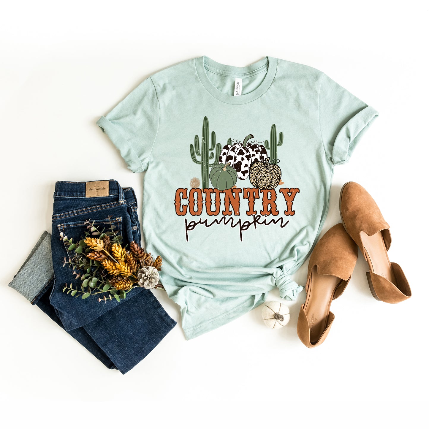 Country Pumpkin Cactus | Short Sleeve Crew Neck