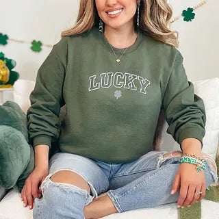 Embroidered Lucky Varsity Clover | Sweatshirt