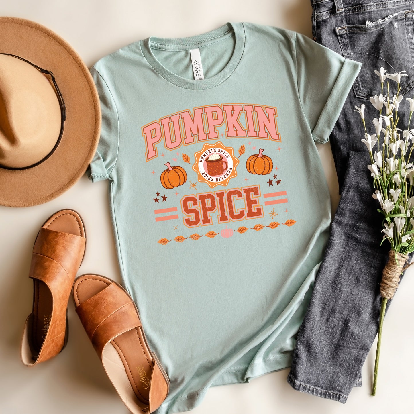 Pumpkin Spice Stripes | Short Sleeve Crew Neck