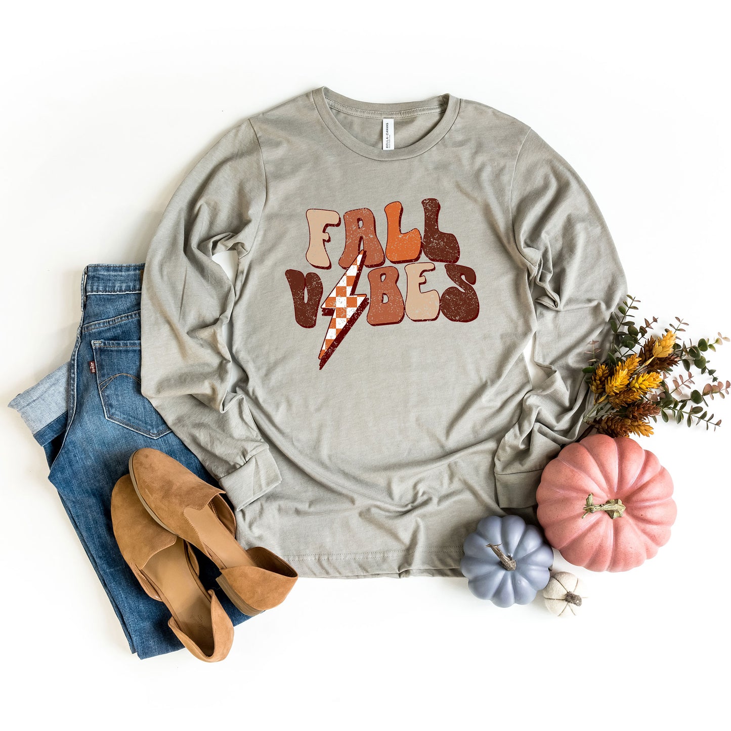 Retro Fall Vibes Wavy | Long Sleeve Crew Neck