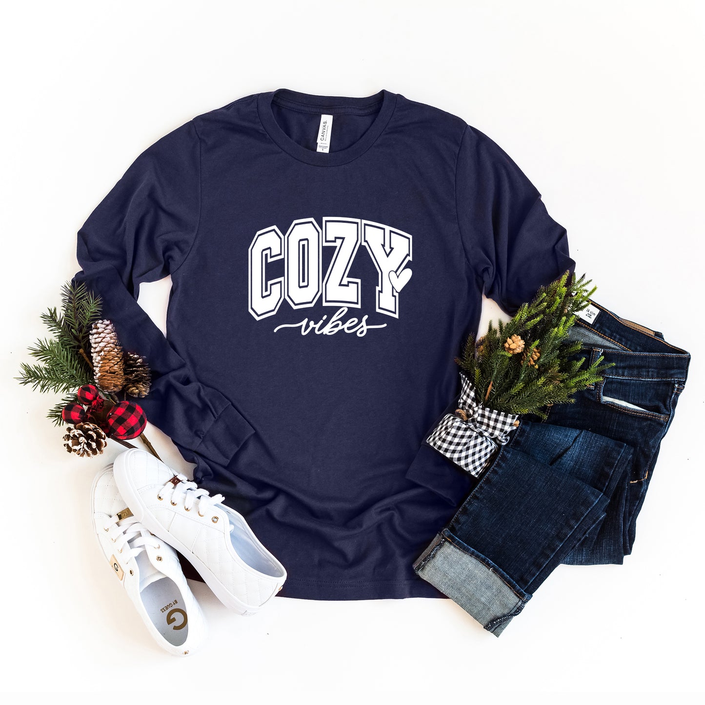 Cozy Vibes Bold | Long Sleeve Crew Neck