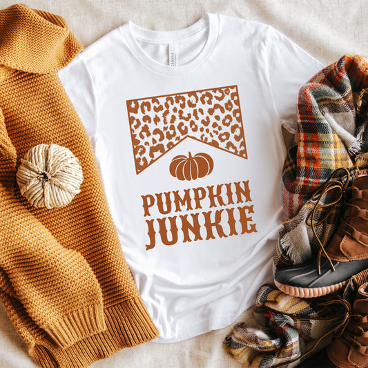 Leopard Pumpkin Junkie | Short Sleeve Crew Neck