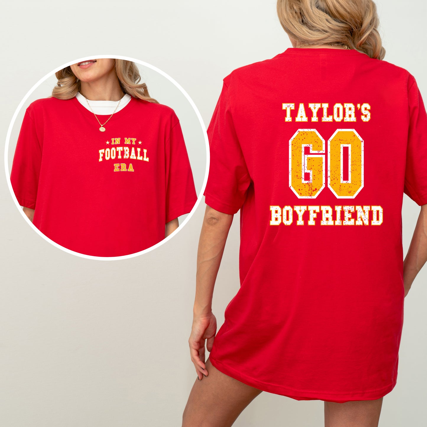 Taylor's Football Era | Front and Back Short Sleeve Crew Neck