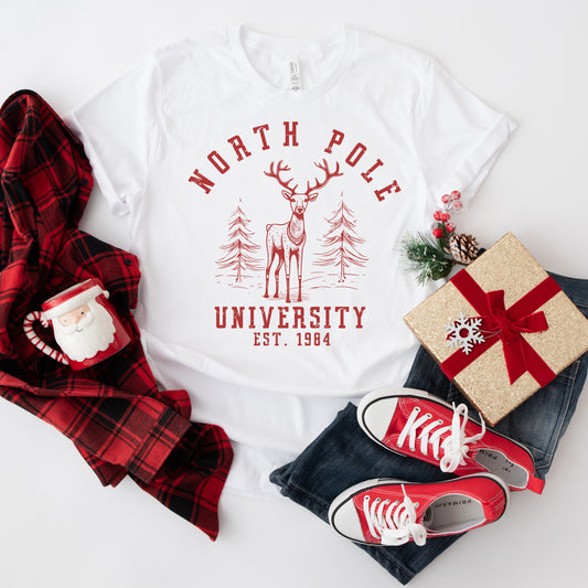 North Pole University Deer | Short Sleeve Crew Neck