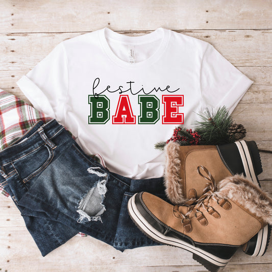 Festive Babe | Short Sleeve Crew Neck