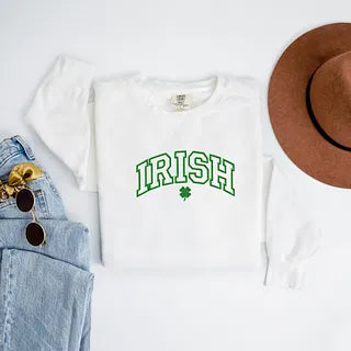 Embroidered Irish Varsity Clover| Garment Dyed Sweatshirt