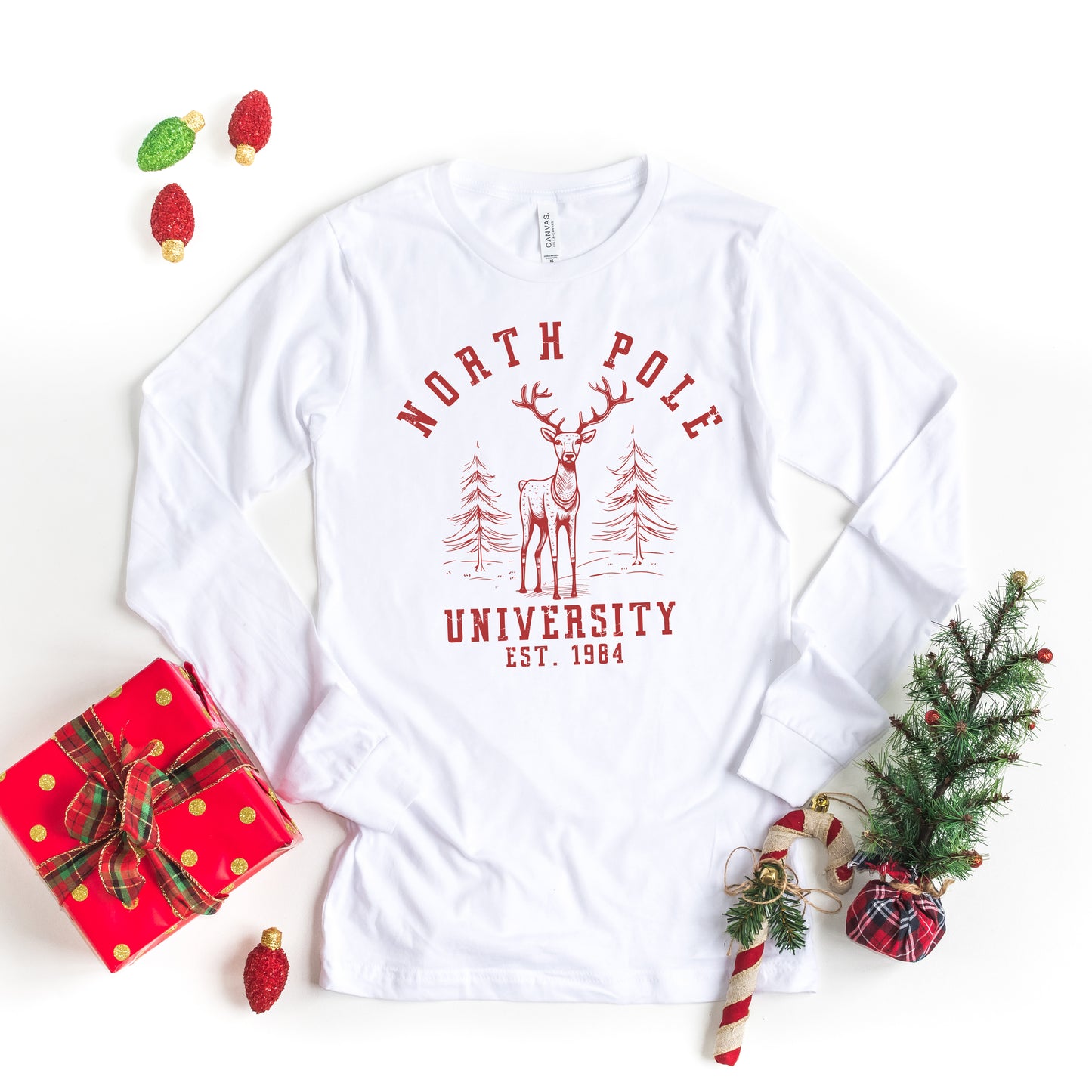 North Pole University Deer | Long Sleeve Crew Neck