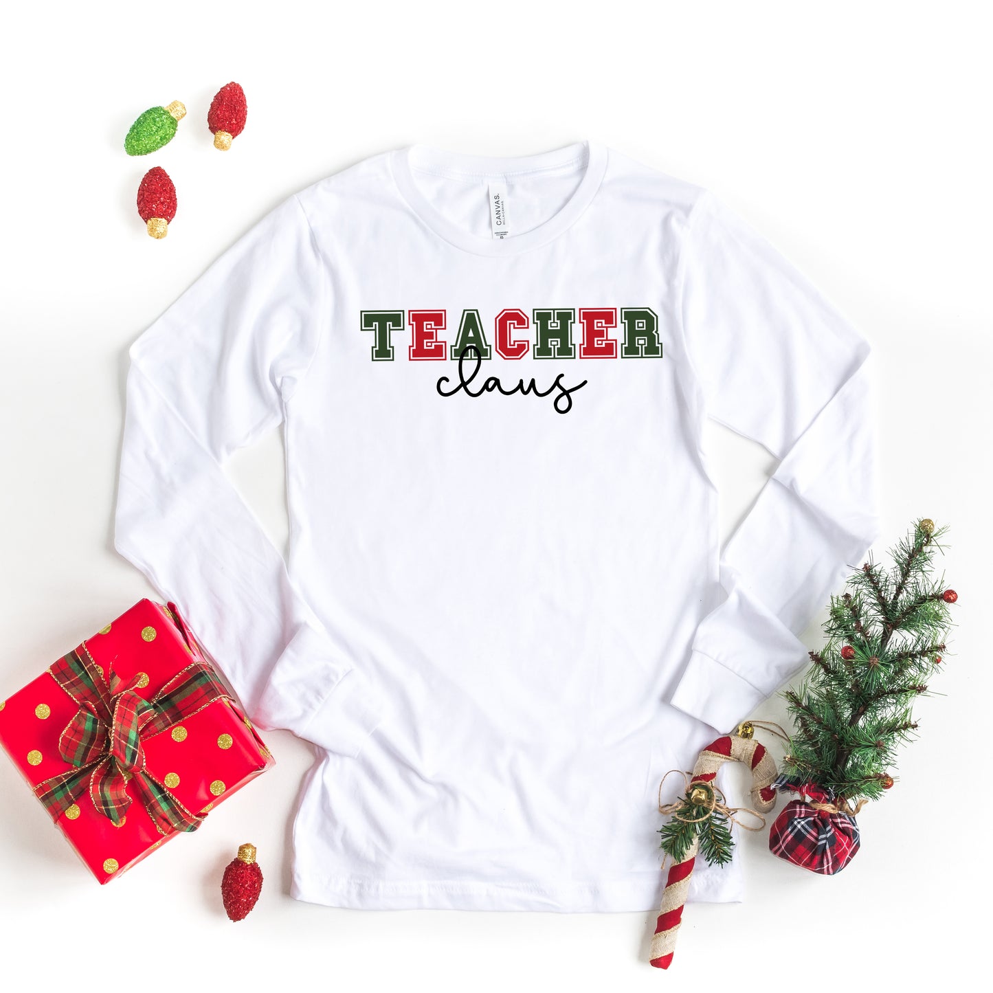 Teacher Claus Bold | Long Sleeve Crew Neck