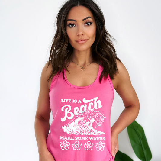 Make Some Waves Flowers | Racerback Tank