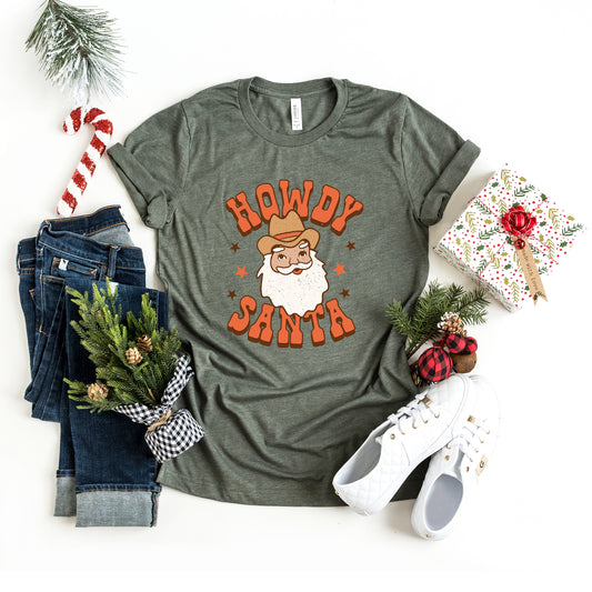 Retro Howdy Santa | Short Sleeve Crew Neck