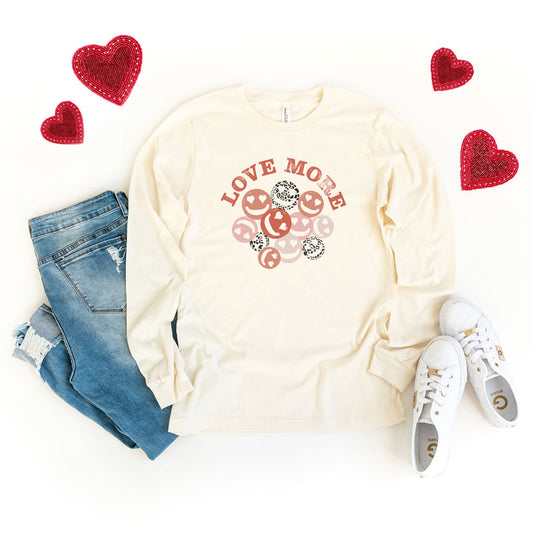 Love More Smiley Faces | Long Sleeve Graphic Tee