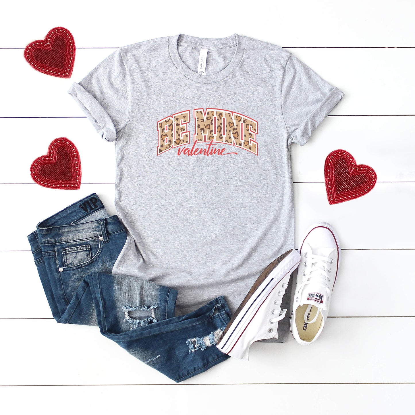 Be Mine Valentine Varsity Leopard | Short Sleeve Graphic Tee