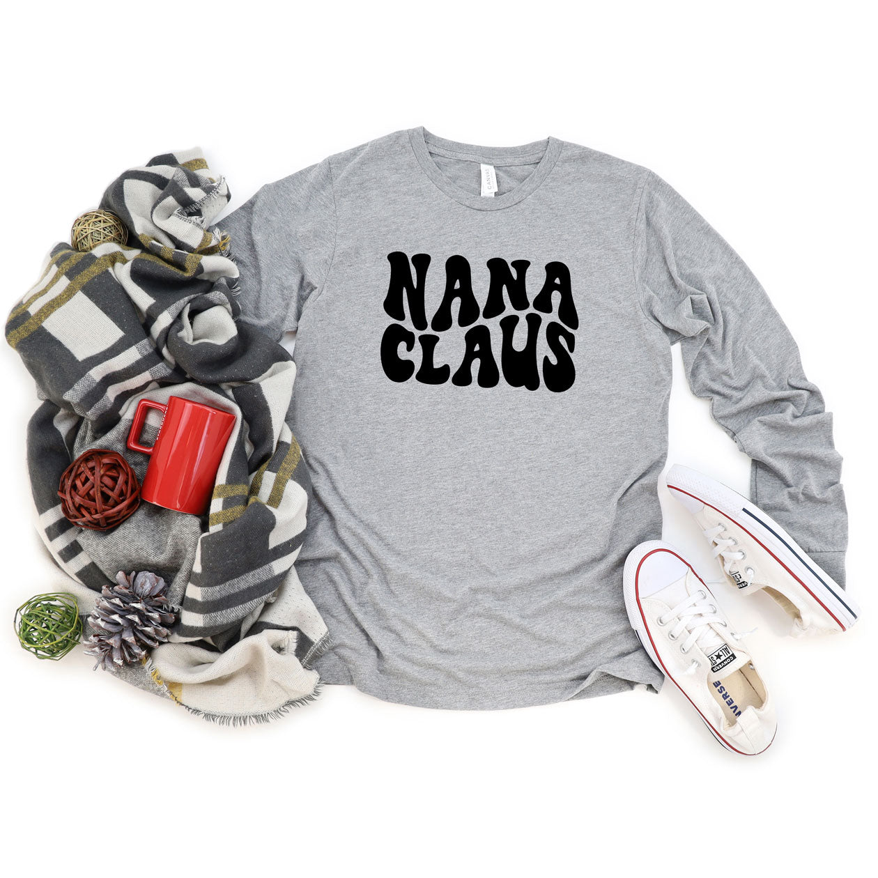 Nana Claus Wavy | Long Sleeve Graphic Tee