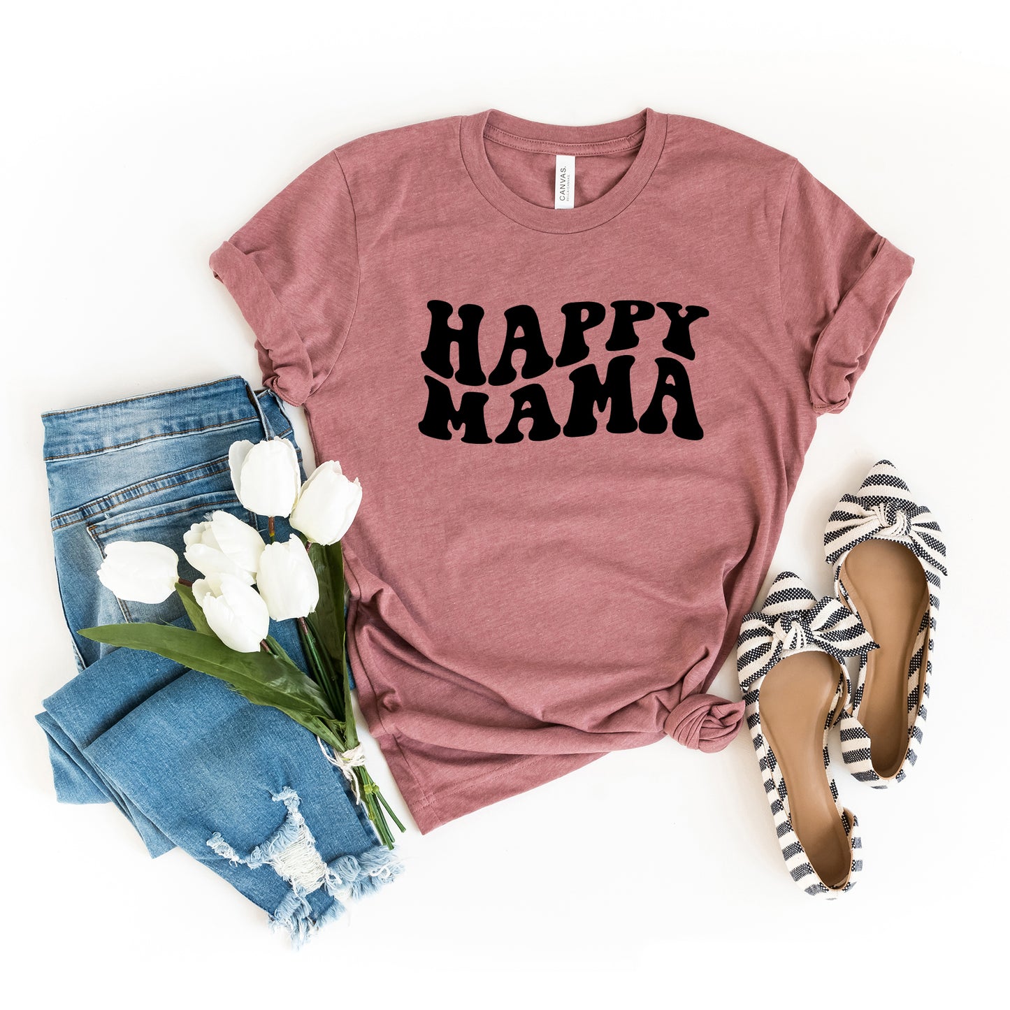 Happy Mama Wavy | Short Sleeve Graphic Tee