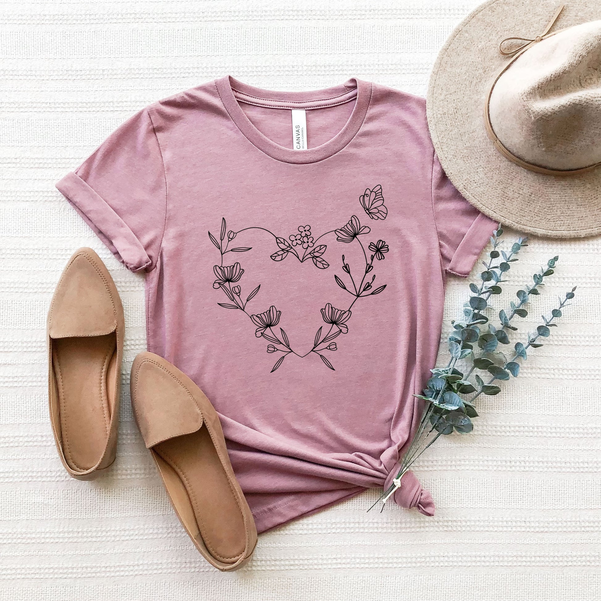 Butterfly and Floral Heart | Short Sleeve Graphic Tee – Simply Sage Market