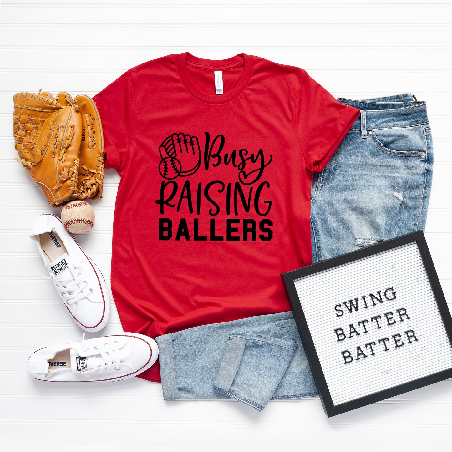 Busy Raising Ballers Baseball | Short Sleeve Graphic Tee