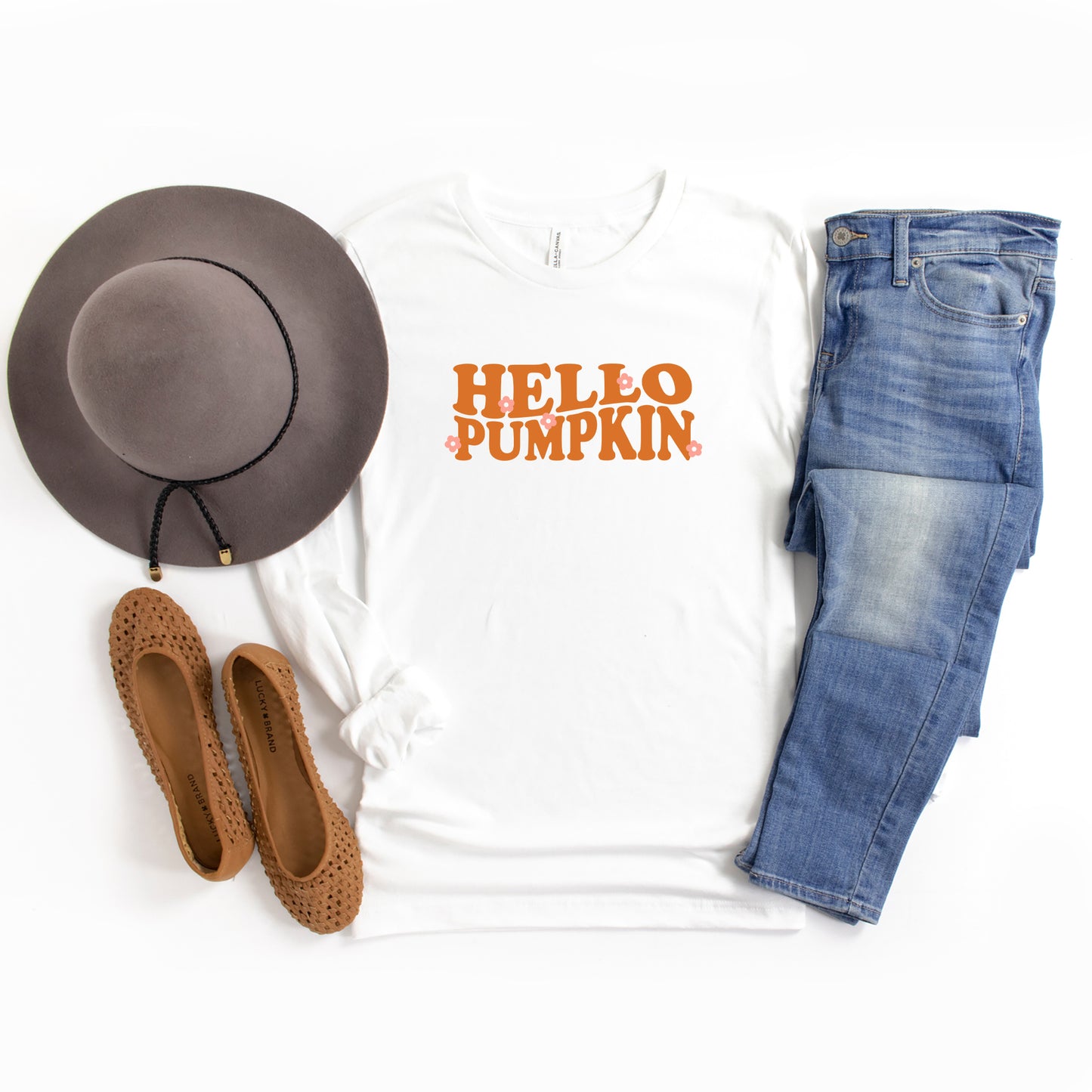 Hello Pumpkin Flowers | Long Sleeve Graphic Tee