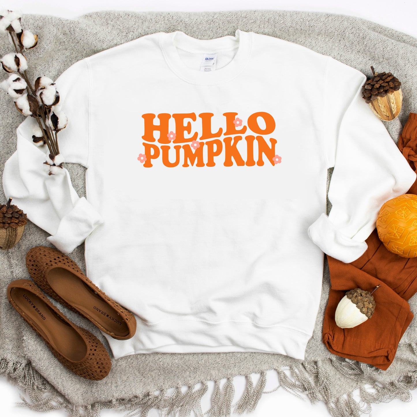 Hello Pumpkin Flowers | Sweatshirt