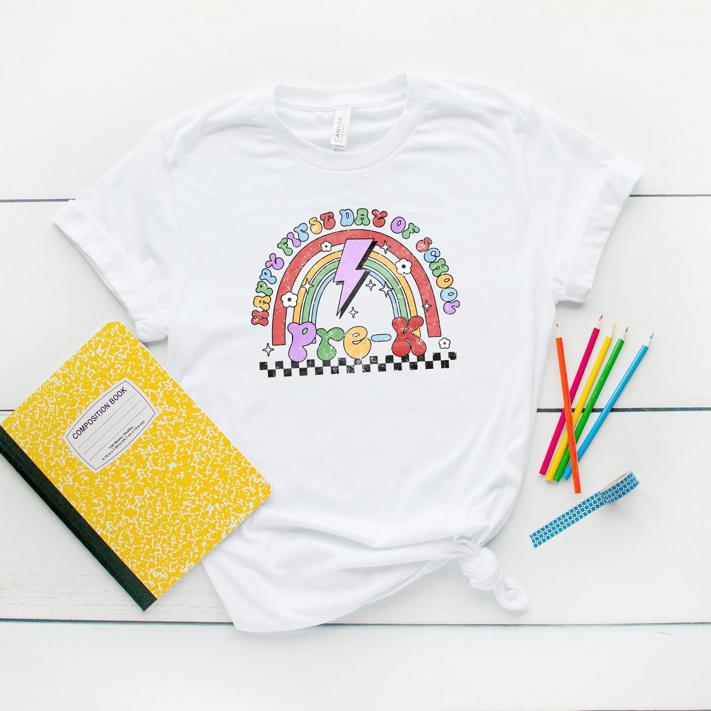 First Day Pre-K Rainbow | Short Sleeve Graphic Tee